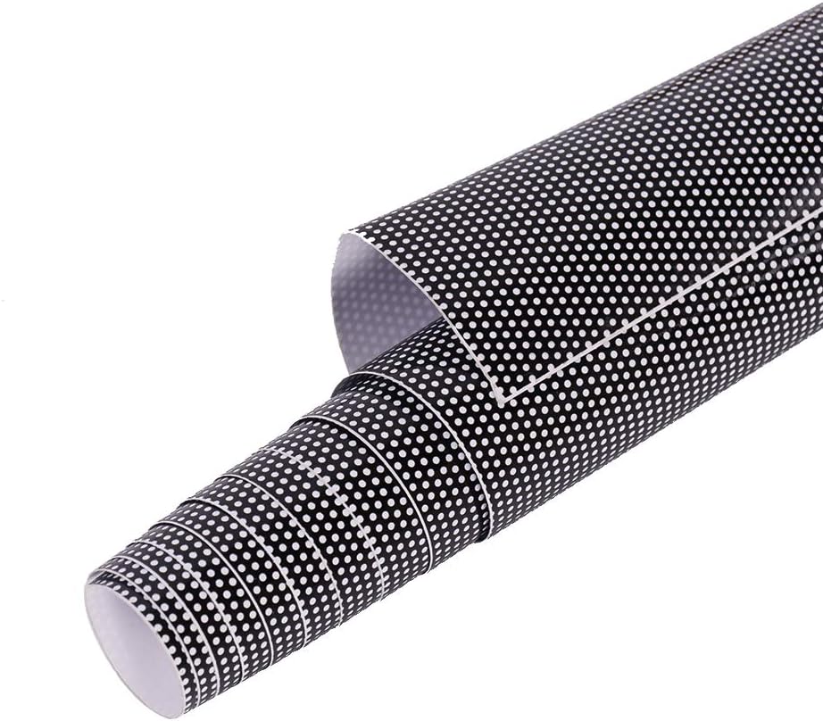 Black One Way Vision Window Film – Perforated Vinyl Privacy Film for Car Side & Rear Windows – Sun Protection Mesh Film – Self Adhesive Glass Film