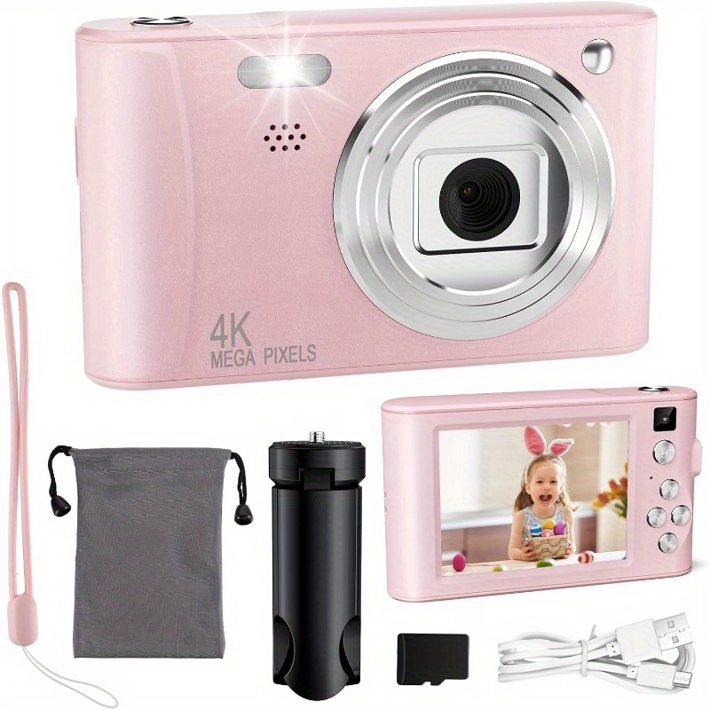Upgrade Kids Digital Camera,  HD Digital Selfie Video Cameras for Toddler, Portable Toy for 3- 10 Year Old Girl with 32GB SD Card-Pink