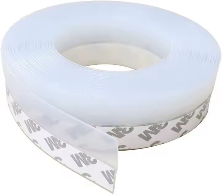 45mm Door Bottom Seal 10m Silicone Self-Adhesive Seal Strip for Door Window Weather Stripping Draft Stopper for Home Bathroom White Pack of 1