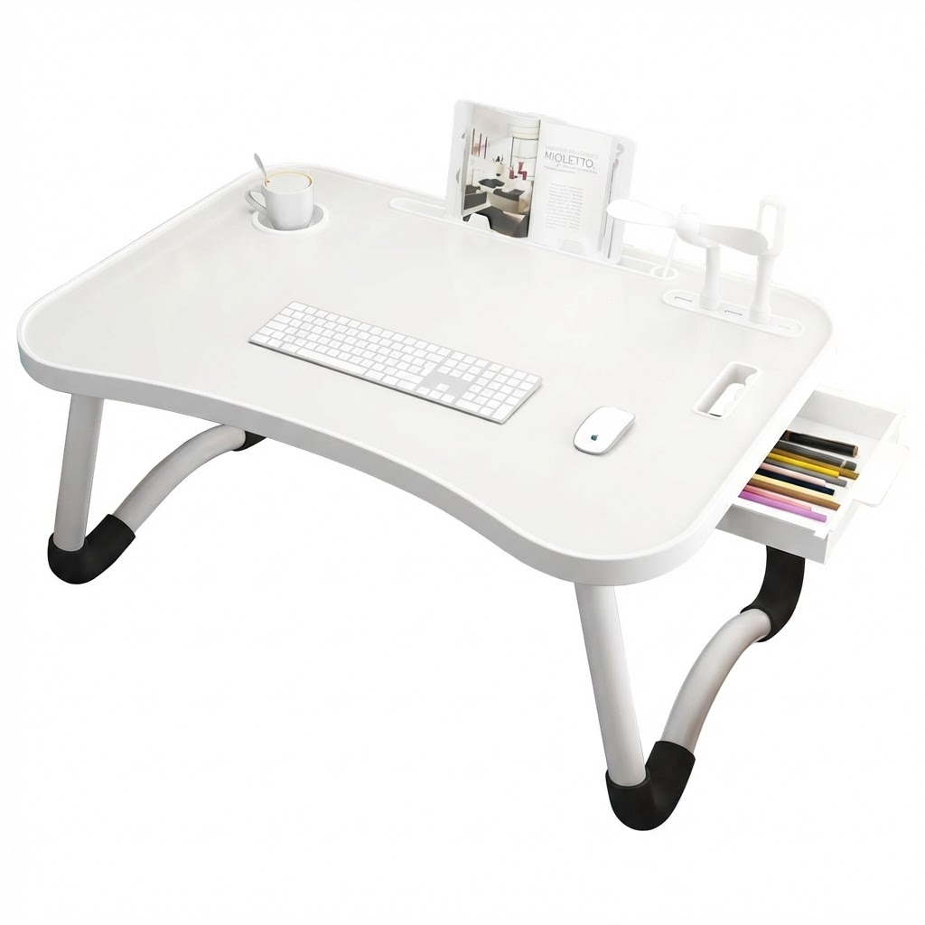 Foldable Laptop Desk for Bed, Portable Bed Tray Table for Sofa Floor, Space Saving Ultra-Thin Table for Student Dormitory Furnit