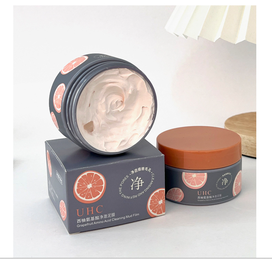 2-piece set of grapefruit amino acid cleansing mud for women and men, deep cleansing of pores and oil control