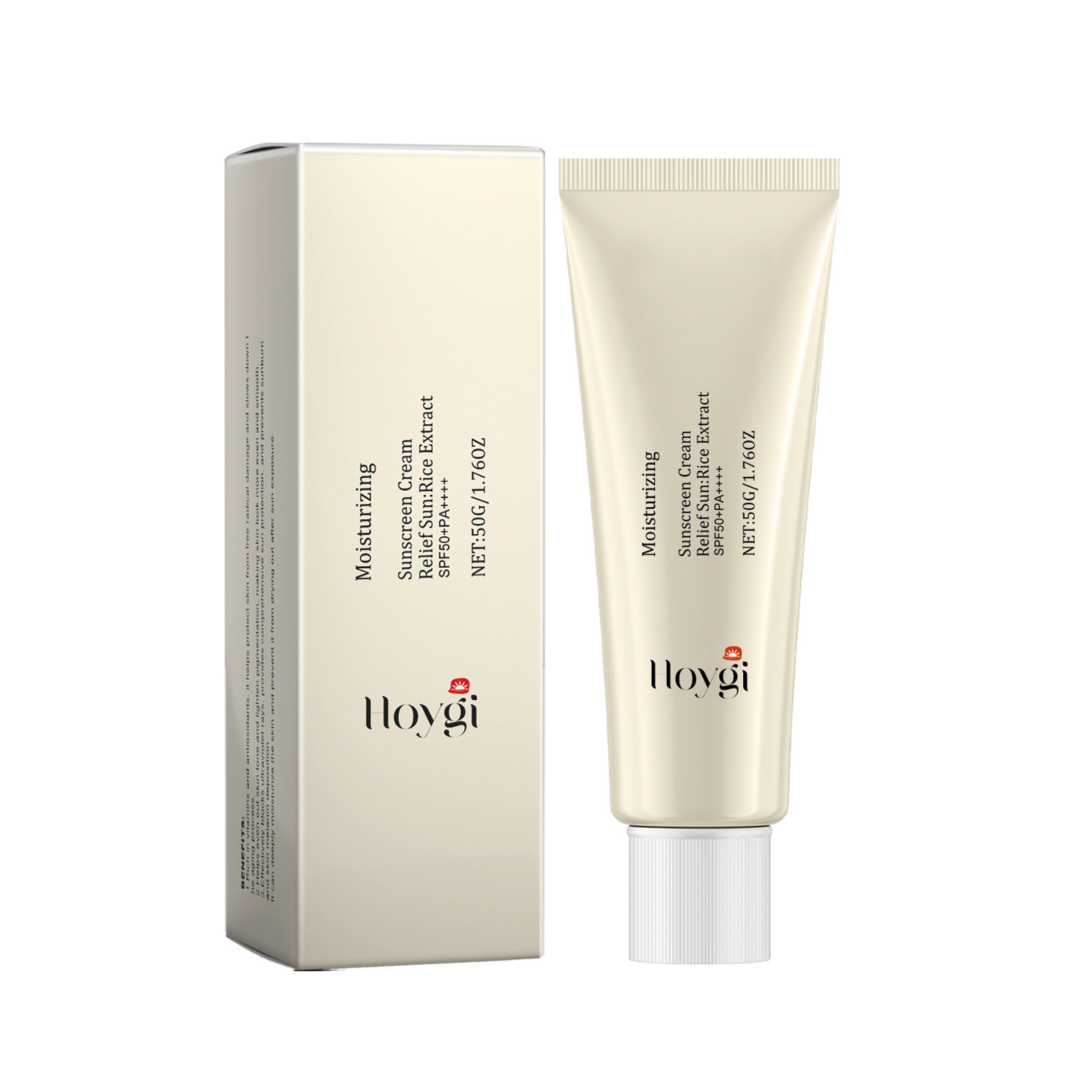Hoygi Moisturizing Sunscreen Cream SPF50+ PA++++ – 50g – UV Protection Face Sun Block – Rice Extract – Lightweight Non-Greasy – For All Skin Types