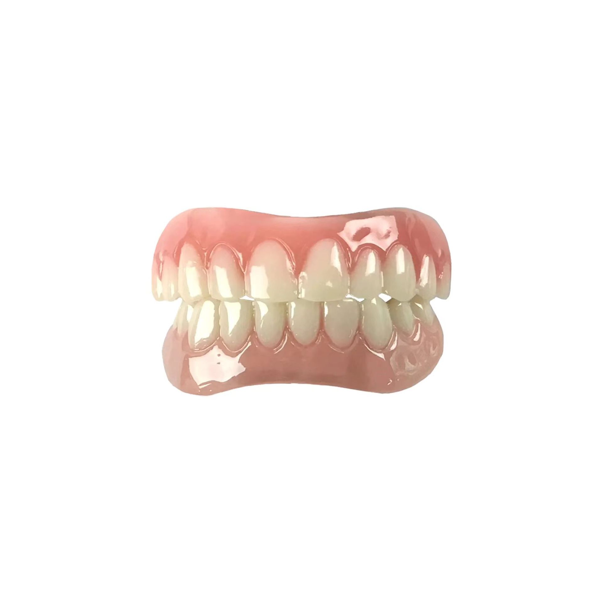 Silicone Dentures - Men and Veneers Teeth for Women - Upper and Lower Matching Set - Fix Your Smile at Within Minutes