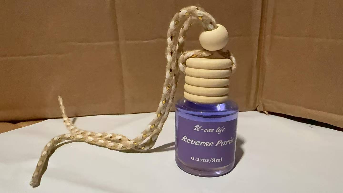 Hanging Car Air Freshener – Long Lasting 90 Days – Essential Oil Diffuser with Reusable Glass Bottle – Paris Scent – Auto Fragrance for Car Home Office