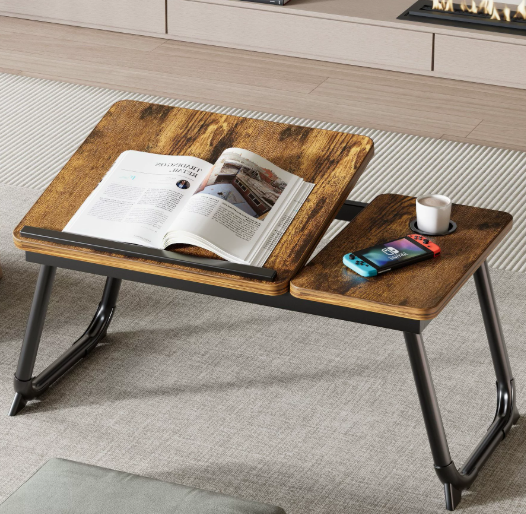 5-adjustable-height laptop bed tray table. Ergonomic support for prolonged comfort.