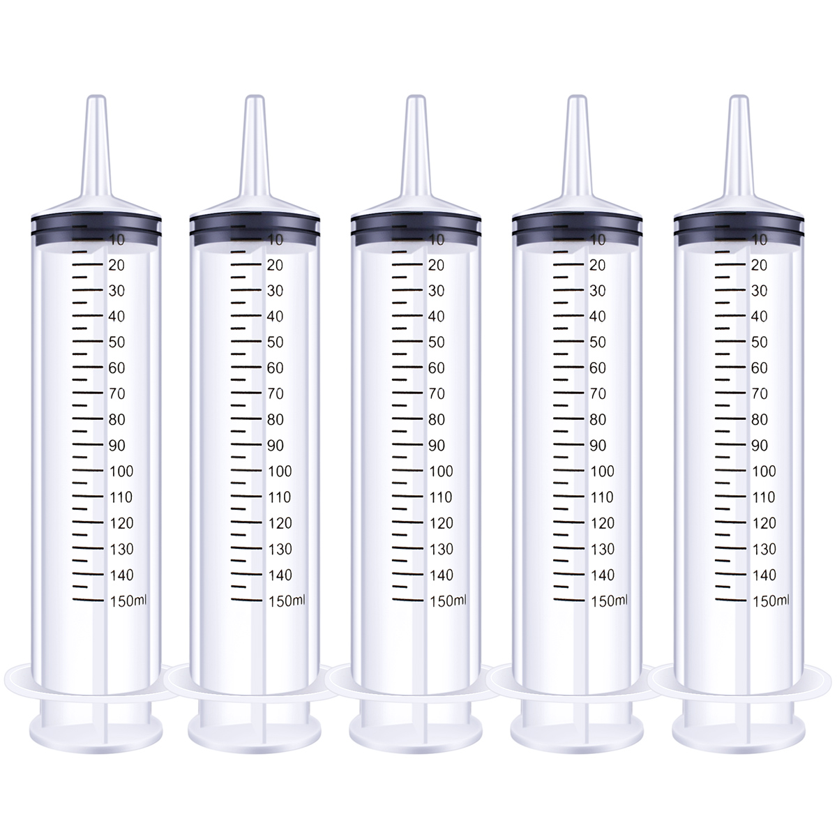 BSTEAN 150ml Syringe for Industrial, Scientific, Measuring, Watering, Pet Feeding, Liquid Refilling and Dispensing (Pack of 5)