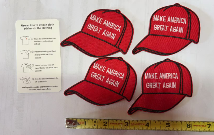 4 PCS Trump 2024 Patch Trump Hat Patch  Make America Great Again Patch Embroidered Patch Morale Patch Applique Fastener Hook and Loop