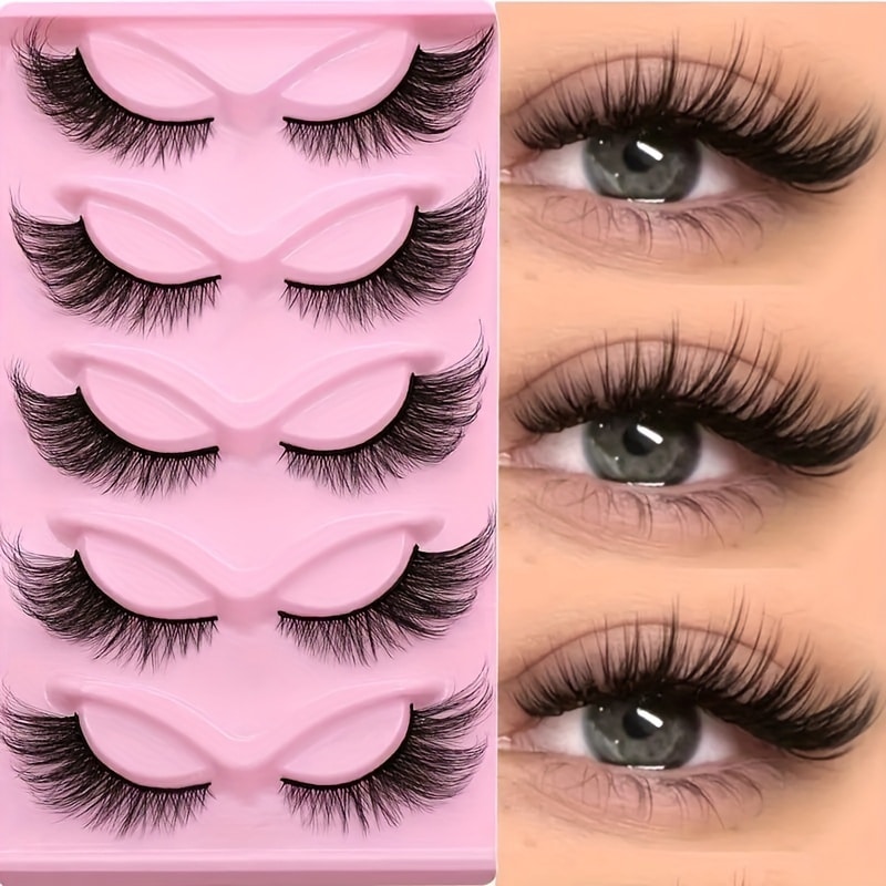 15Pairs/3Pack Cat Eye Eyelashes 3D Natural False Lashes Fluffy Soft Cross Clear Band Lashes Manga Lashes Wispy Eyelash Makeup