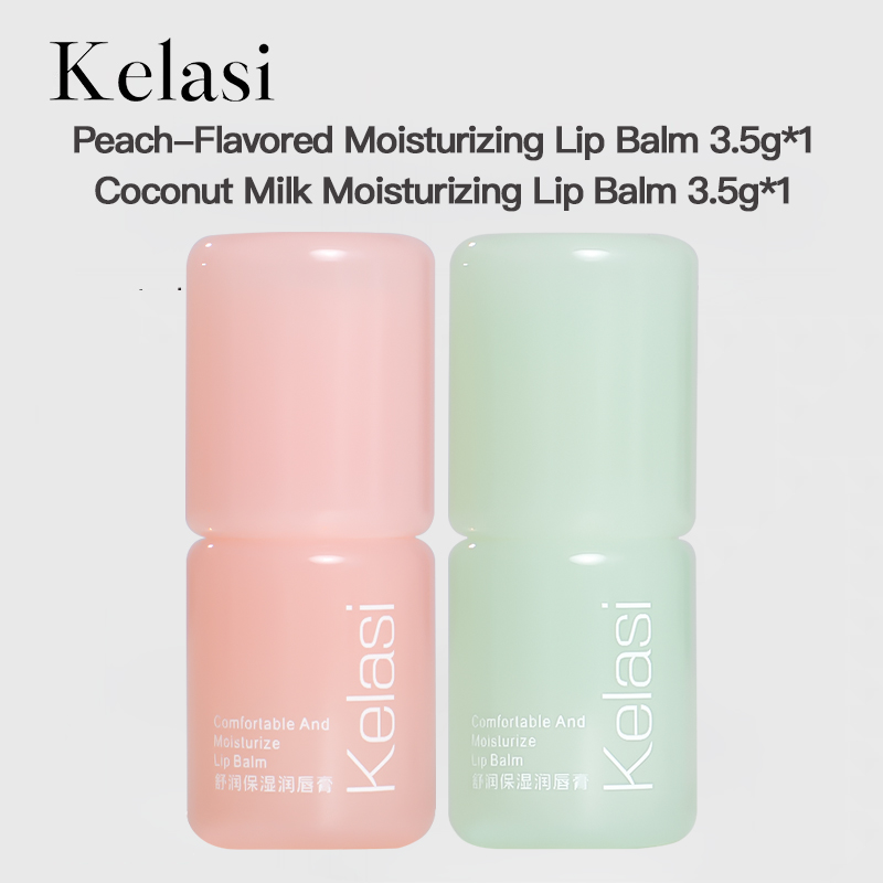 Kelasi Moisturizing Lip Balm 2-Pack – Coconut Milk + Peach Flavor – 3.5g Each – Long-Lasting Hydration Lip Balm – Reduces Lip Lines, Lightweight & Non-Greasy