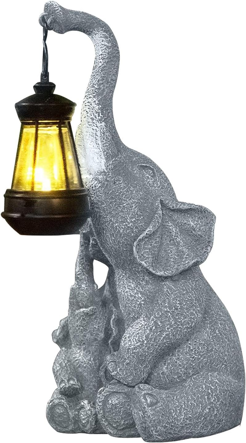 Elephant Solar Light, Solar Elephant Figurine, Garden Elephant Light, Front Porch Decor, Solar Elephant Statue, Indoor Outdoor Solar Light,