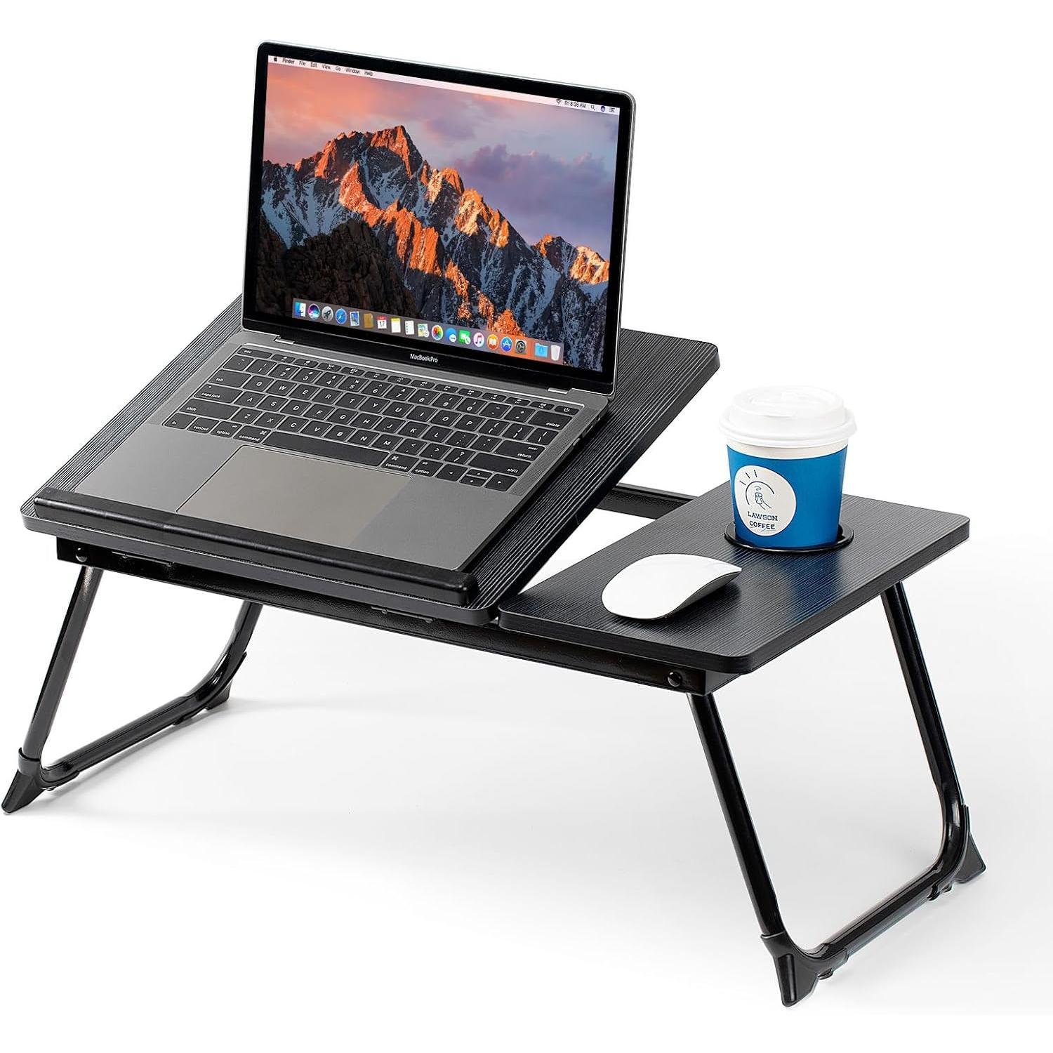 Adjustable Laptop Desk with 5 Tilt Angle Slots, Ergonomic Lap Desk Customizable Height for Bed Couch Sofa, Reduces Stress on Eye