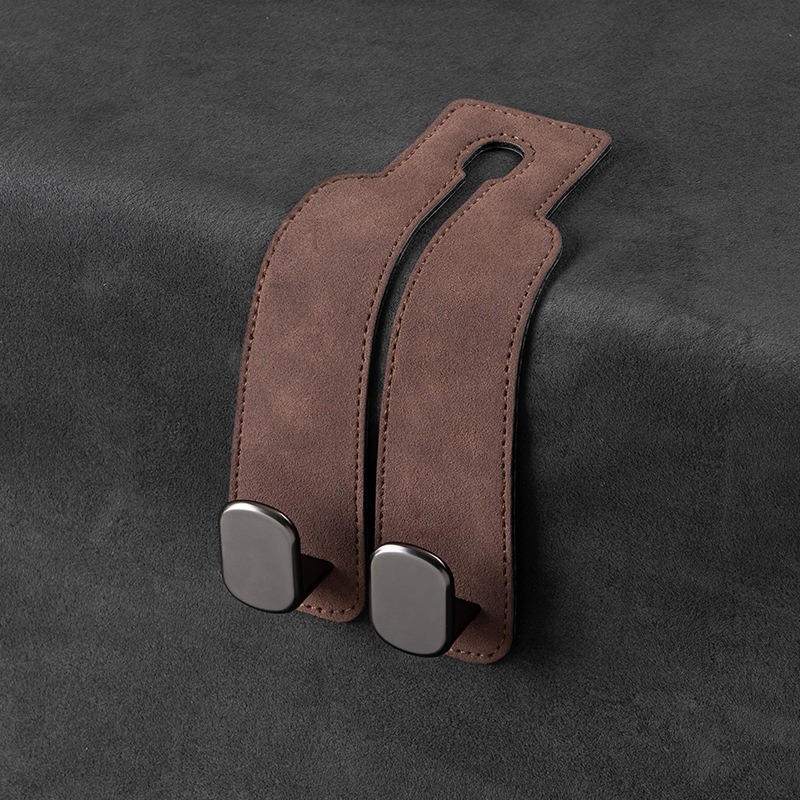 Car Seat Back Phone Holder Hook – Brown – Alloy Metal Hook for Hanging Phones, Bags, Shopping Bags – Interior Storage Organizer – Front & Rear Storage