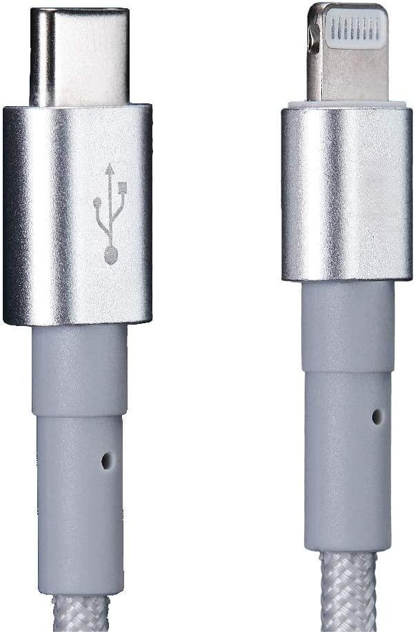 iCable CL150 Silver – USB-C to Lightning Cable – 60W MFi Certified Fast Charging – Nylon Braided Durable Cord for iPhone iPad